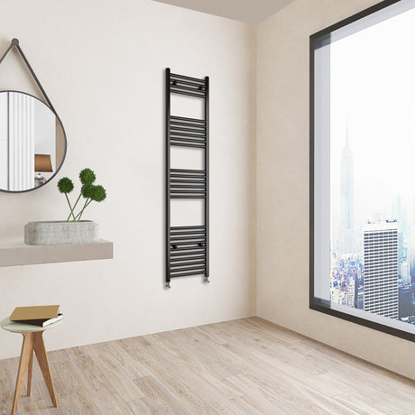 Matt Black Bathroom Central Heating Towel Rail Straight Designer Ladder Radiator Warmer