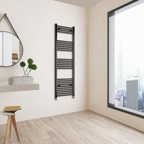 Matt Black Bathroom Central Heating Towel Rail Straight Designer Ladder Radiator Warmer
