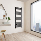 Matt Black Bathroom Central Heating Towel Rail Straight Designer Ladder Radiator Warmer