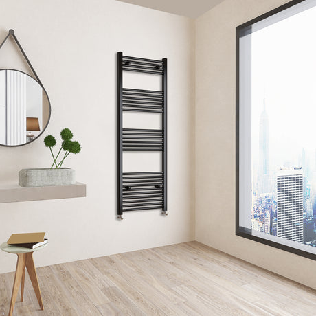 Matt Black Bathroom Central Heating Towel Rail Straight Designer Ladder Radiator Warmer