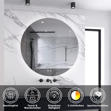 Modern Splash Led Round Mirror- BM-HD1907 