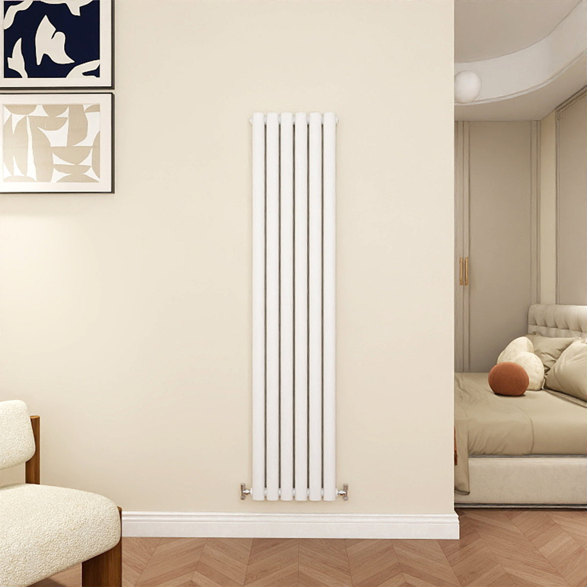 MDS Oval Column White Radiator Vertical 1600x354mm 2 Columns – Modern ...