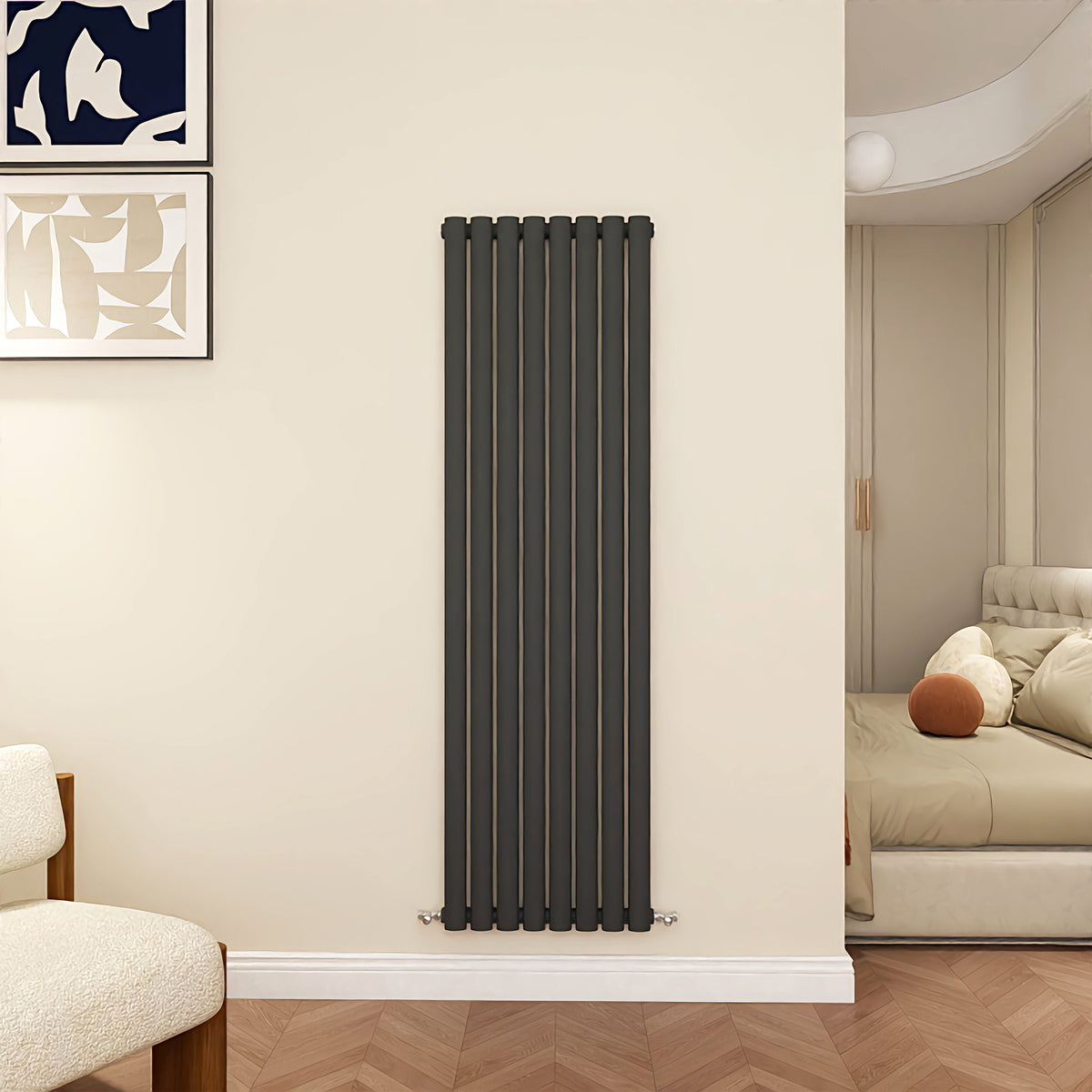 Roca Column Radiator MDS Oval Column Anthracite Radiator Vertical 1600x472mm 1 Column ...