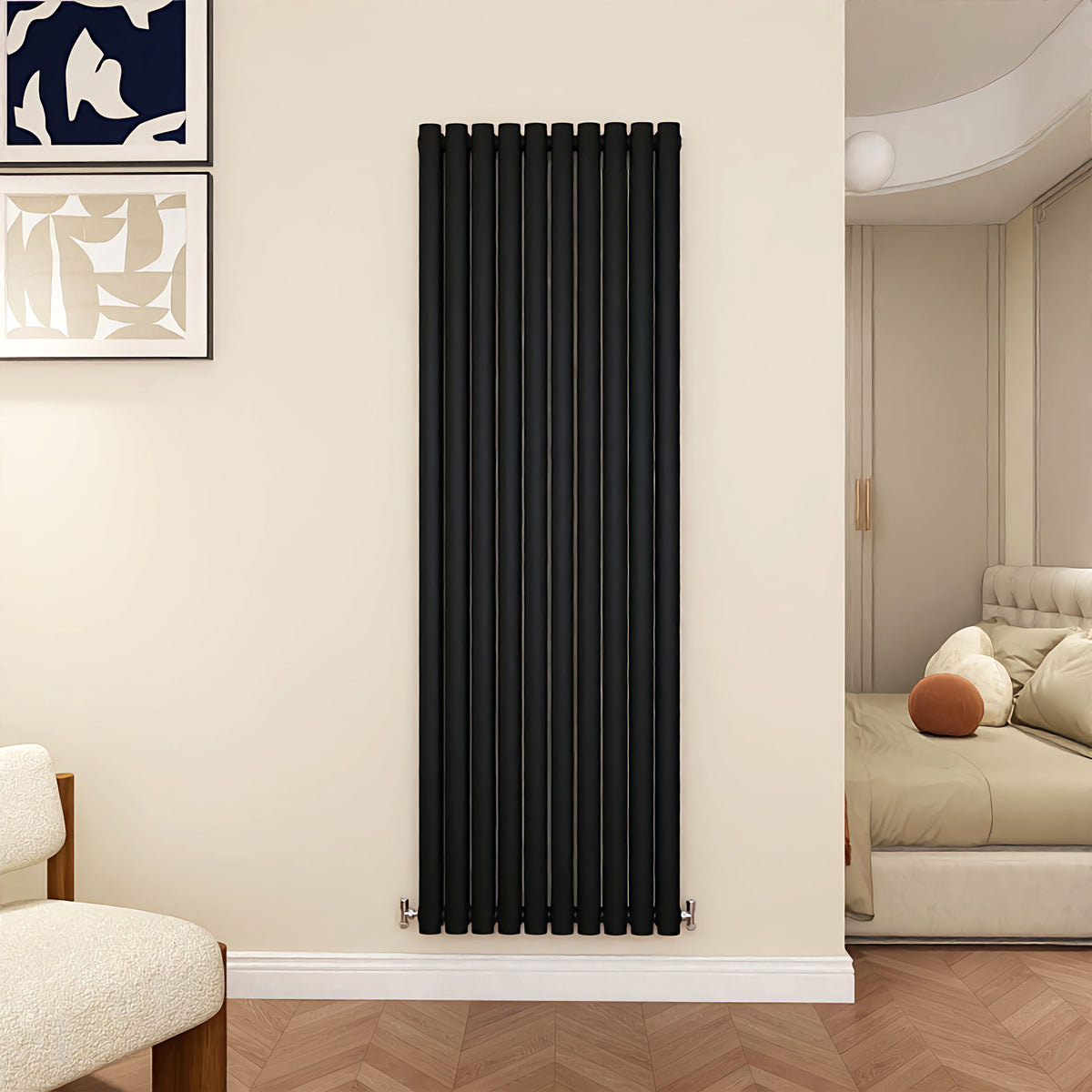 MDS Oval Column Black Radiator Vertical 1800x590mm 2 Columns – Modern ...