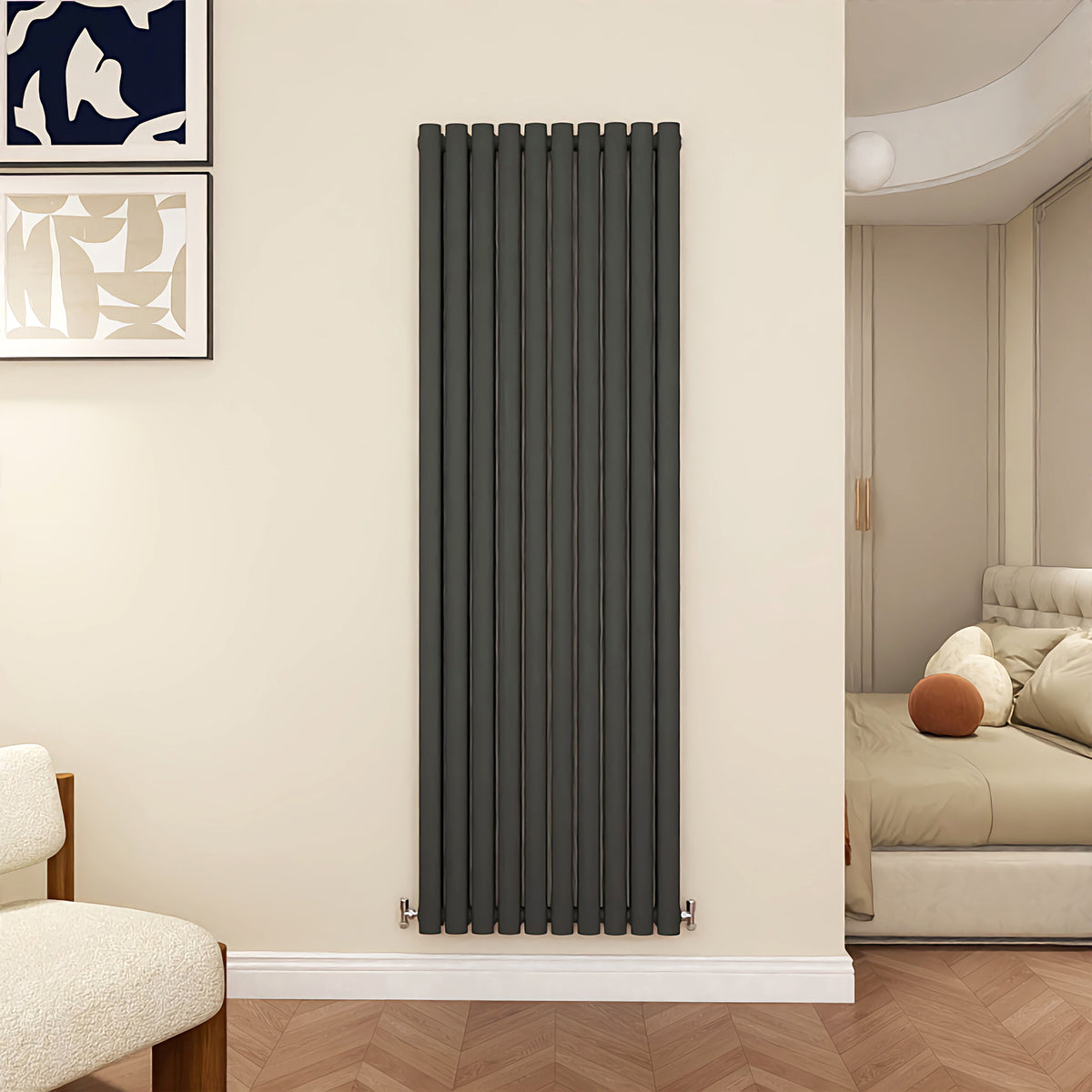 MDS Oval Column Anthracite Radiator Vertical 1800x590mm 2 Columns ...