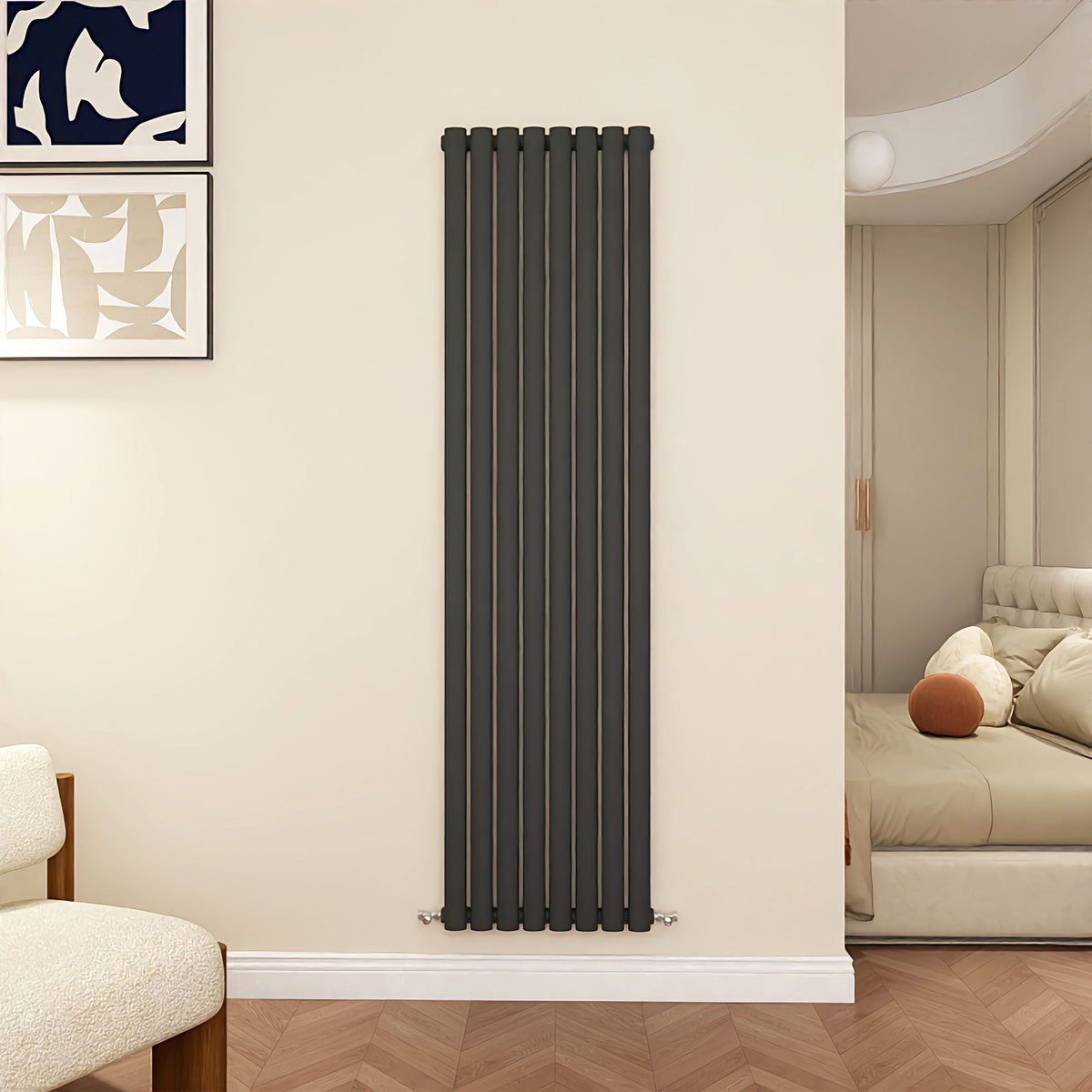 MDS Oval Column Anthracite Radiator Vertical 1800x472mm 1 Column ...