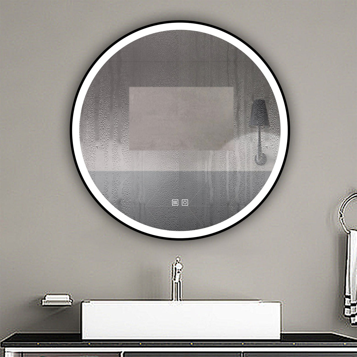 Modern Splash Led Round Mirror- BM-HDYK1705H 
