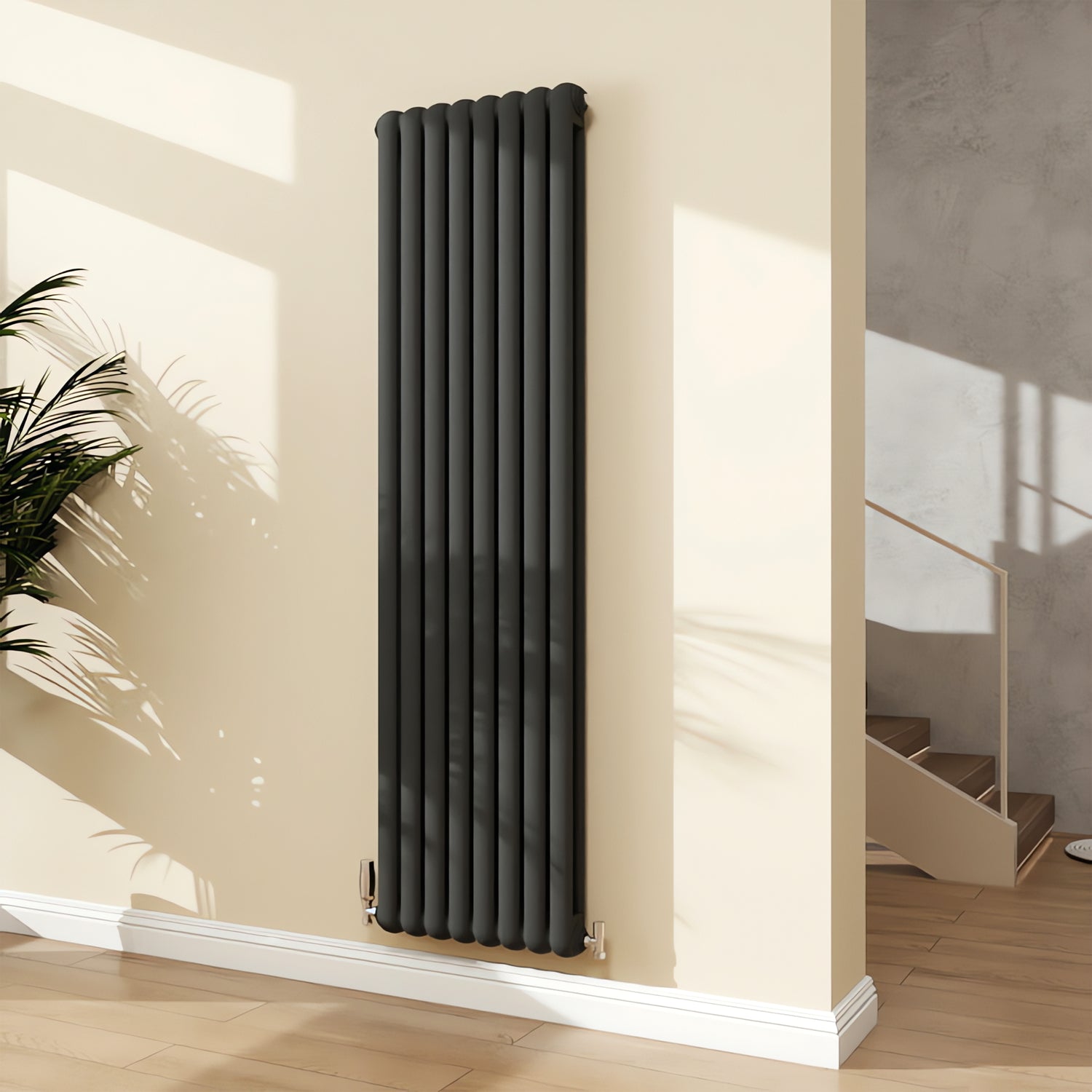 Anthracite Vertical Cast Iron Round Tube Radiator 1800x504mm | Modern ...