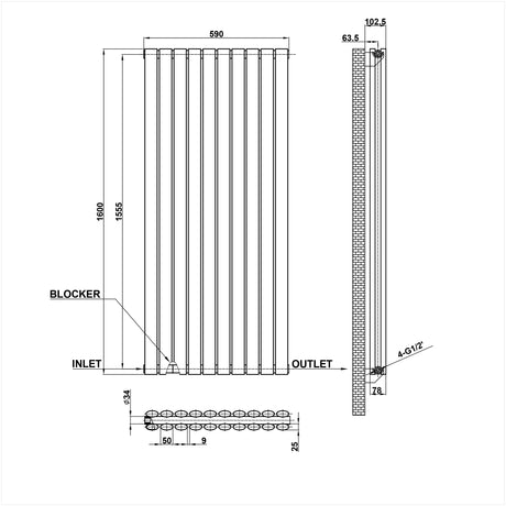 Modern Splash Oval Column Radiator Size NZ16-10-2
