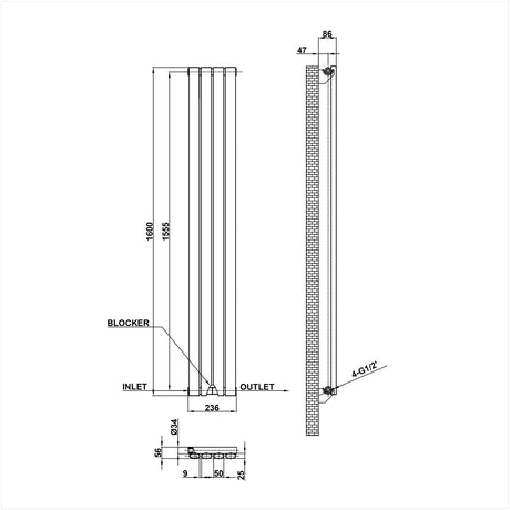 Modern Splash Oval Column Radiator Size NZ16-4-1
