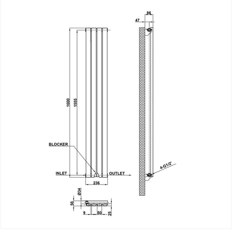 Modern Splash Oval Column Radiator Size NZ16-4-2
