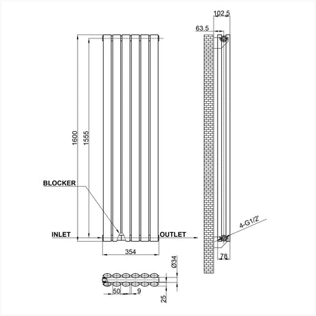 Modern Splash Oval Column Radiator Size NZ16-6-2
