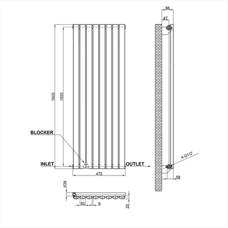 Modern Splash Oval Column Radiator Size NZ16-8-1
