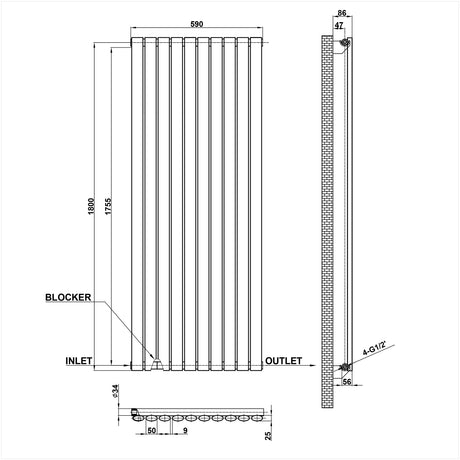 Modern Splash Oval Column Radiator Size NZ18-10-1
