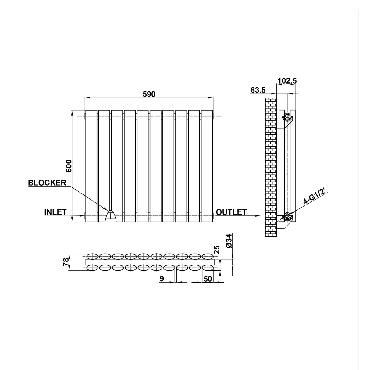 Modern Splash Oval Column Radiator Size NZ6-10-2