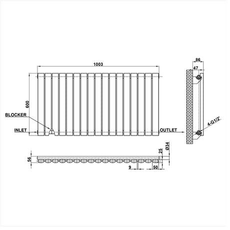Modern Splash Oval Column Radiator Size NZ6-17-1
