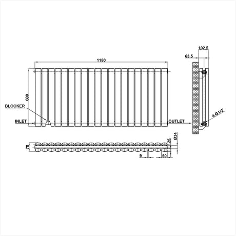 Modern Splash Oval Column Radiator Size NZ6-20-2

