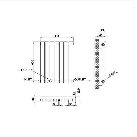 Modern Splash Oval Column Radiator Size NZ6-7-1

