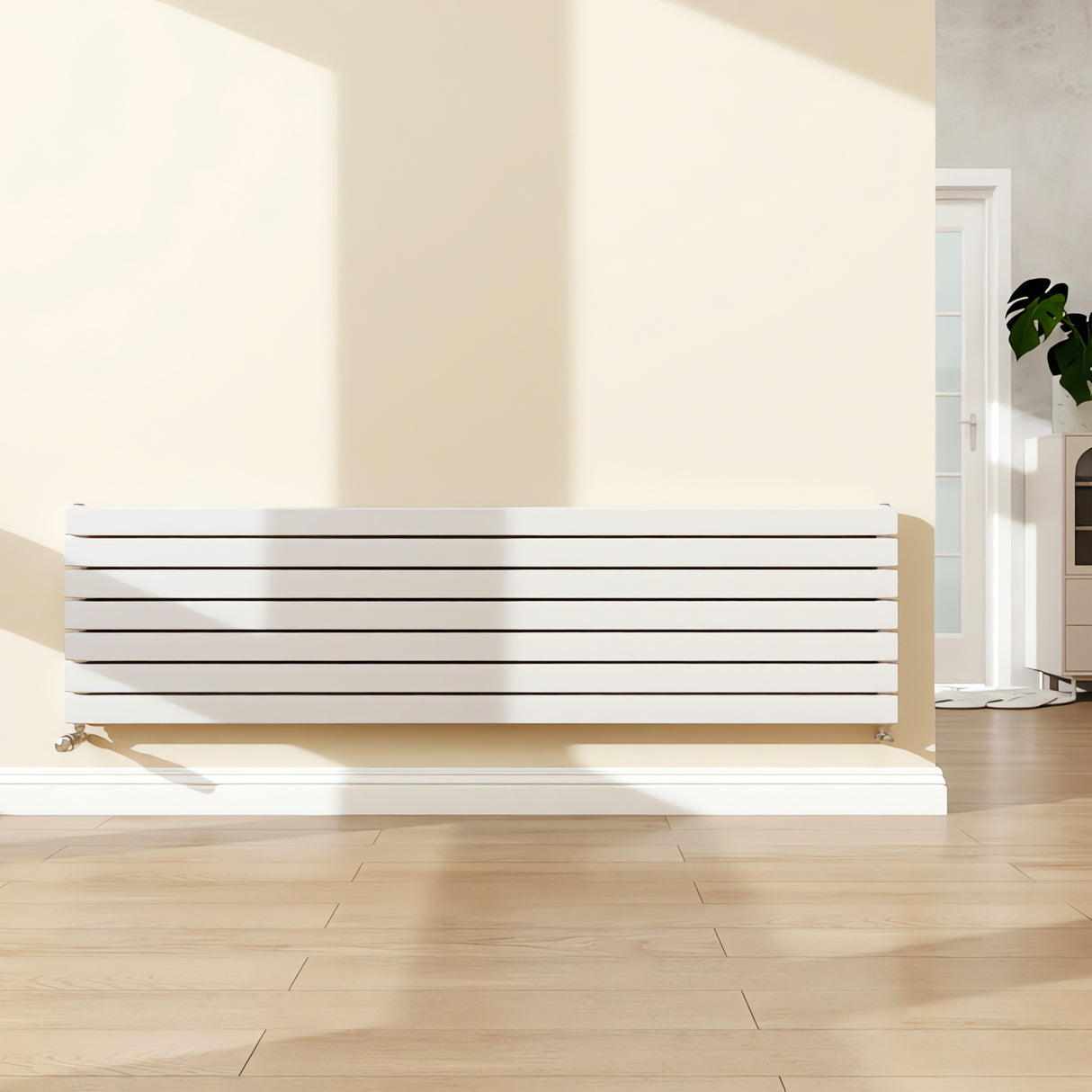 Modern Splash Horizontal White Flat Panel Radiator 476x1800mm Double