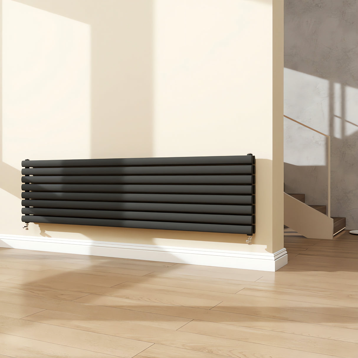 Modern Splash Anthracite Horizontal Oval Column Radiator 472x1800mm Double