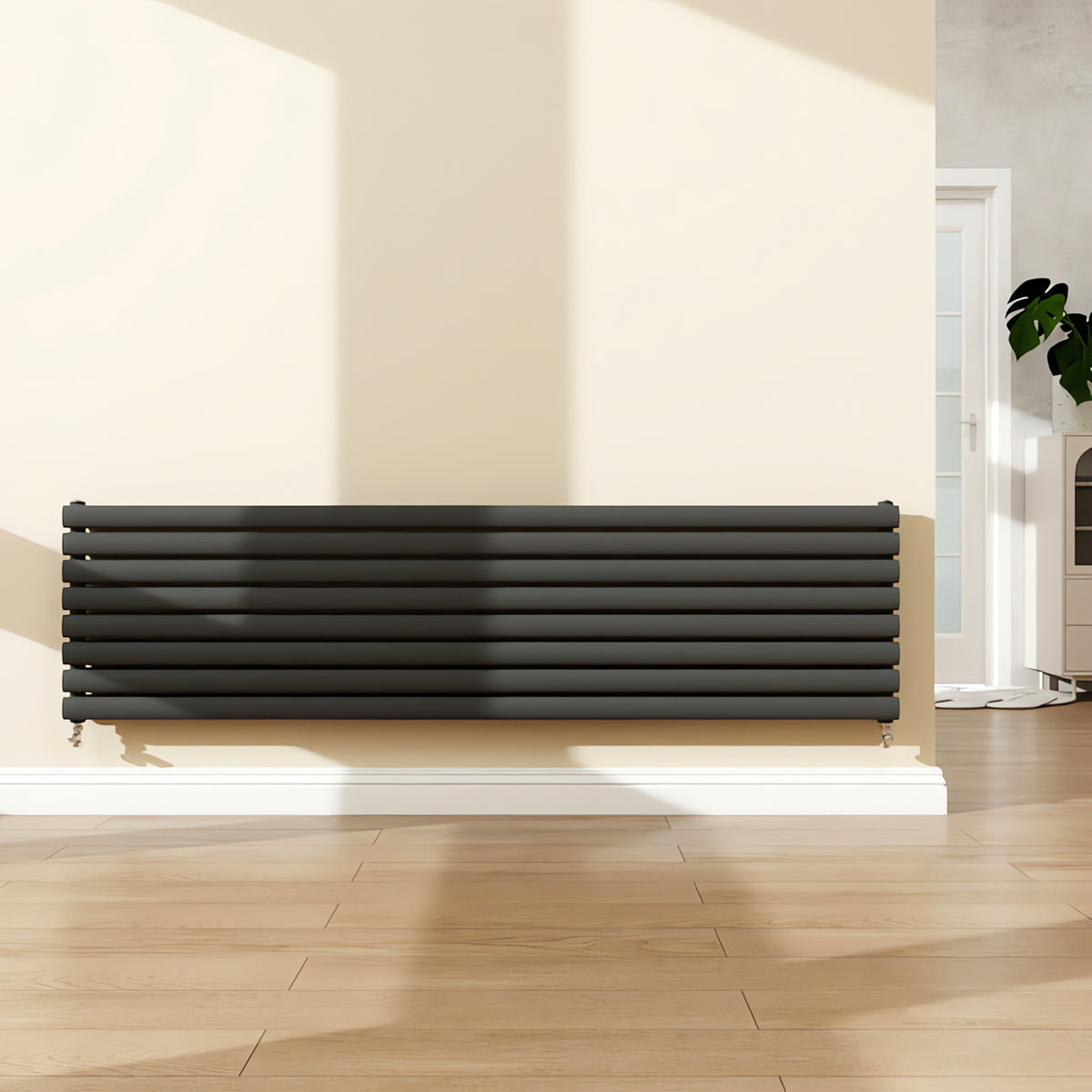 Modern Splash Anthracite Horizontal Oval Column Radiator 472x1800mm Do