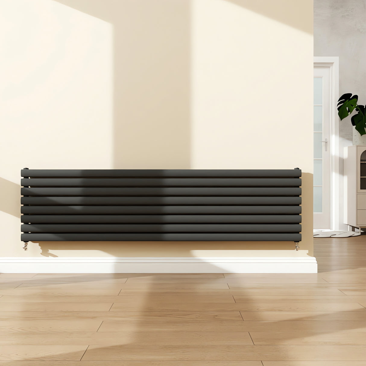 Modern Splash Anthracite Horizontal Oval Column Radiator 472x1800mm Double