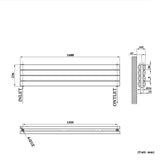 Modern Splash White Horizontal Oval Column Radiator 236x1600mm Double