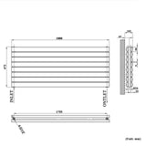 Modern Splash Anthracite Horizontal Oval Column Radiator 472x1800mm Double