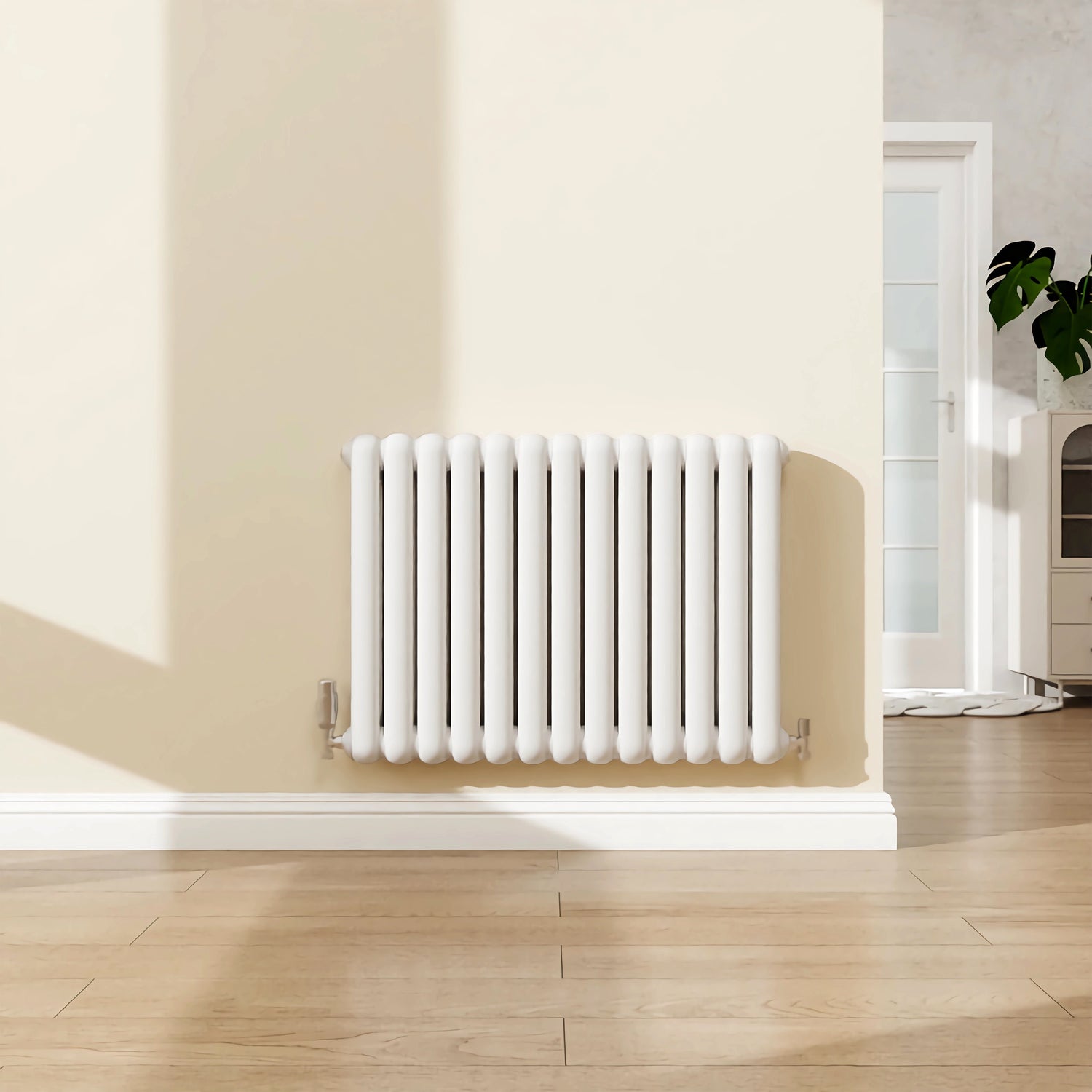 Modern Splash White Horizontal Cast Iron Round Tube Radiator 600x804mm