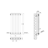Modern Splash White Horizontal Cast Iron Round Tube Radiator 600x384mm Double