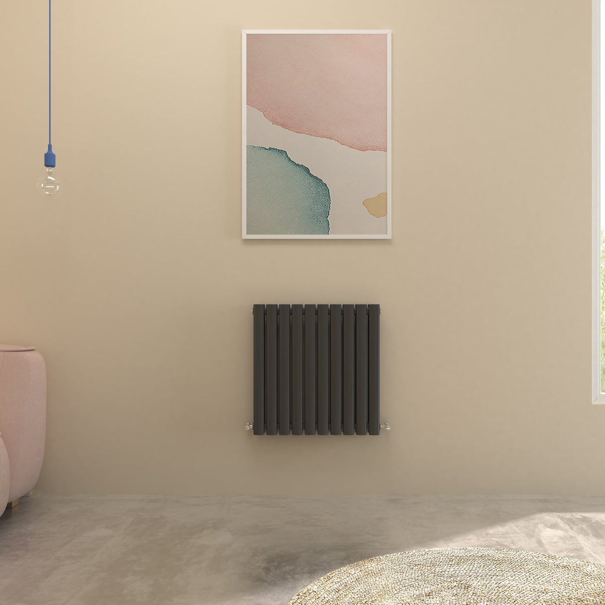 Big Sale Horizontal / Horizontal Oval Radiator Anthracite/White Designer Central Heated Rads UK
