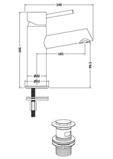 Modern Splash choice Navala Chrome Mono Basin Mixer With Push Button Waste