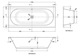 Modern Splash Otley 1700mm x 750mm Round Double Ended Bath With Legs