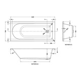 Modern Splash Barmby 1600mm x 700mm Square Single Ended Bath With Legs