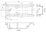 Modern Splash 1700mm x 750mm Square Single Ended Shower Bath With Legs
