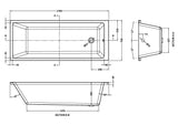 Modern Splash Thin Edge 1700mm x 700mm Square Single Ended Bath With Legs