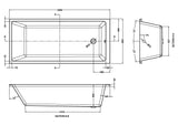 Modern Splash Thin Edge 1800mm x 800mm Square Single Ended Bath With Legs