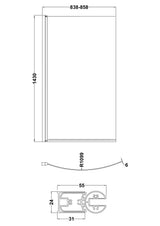 Modern Splash  Chrome Curved Hinged Bath Screen