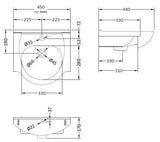 Modern Splash Mayford Round 1 Tap Hole 450mm Ceramic Basin
