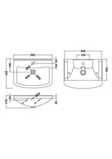 Modern Splash Mayford Square 1 Tap Hole 560mm Ceramic Basin