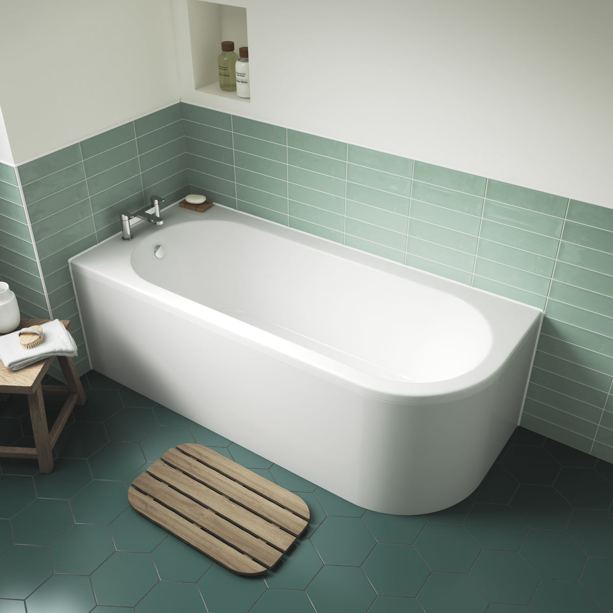 Modern Splash 1700mm Left-Hand Curved Corner Bath With Legs