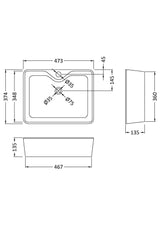 1 Tap Hole 485mm Ceramic Rectangular Vessel Basin