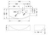 1 Tap Hole 450mm Compact Left Hand Ceramic Basin