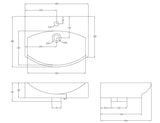 1 Tap Hole 500mm Ceramic Wall Hung Basin