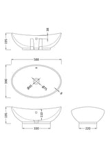 588mm Ceramic Oval Vessel Basin
