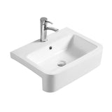 1 Tap Hole 570mm Ceramic Square Semi-Recessed Vessel Basin