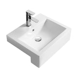 1 Tap Hole 530mm Ceramic Square Semi-Recessed Basin