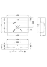 1 Tap Hole 500mm Ceramic Square Vessel Basin