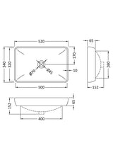 520mm Ceramic Rectangular Vessel Basin