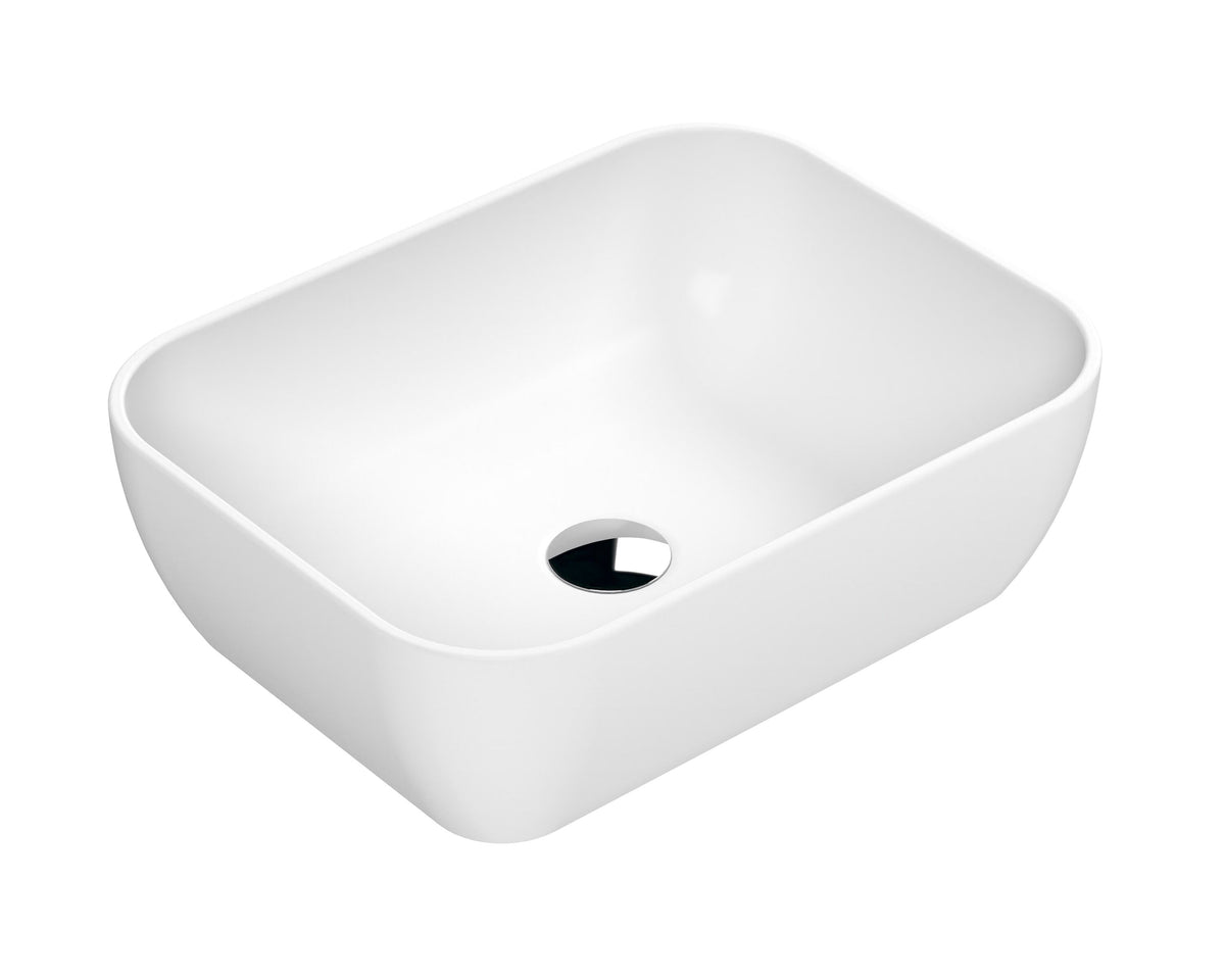 455mm Matt White Ceramic Rectangular Vessel Basin